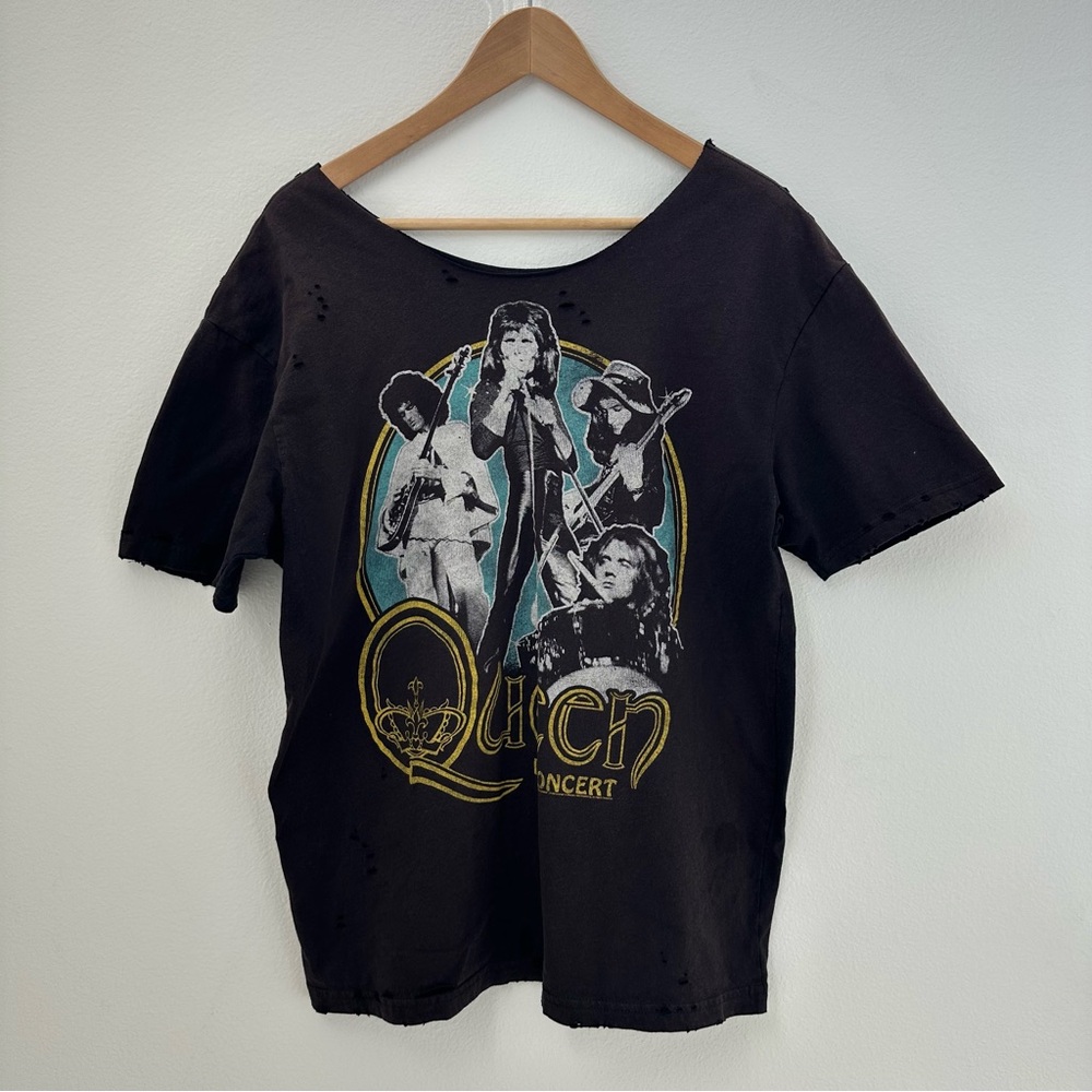 SOLD❤️- Queen Classic Rock Destroyed Off the Shoulder T-Shirt